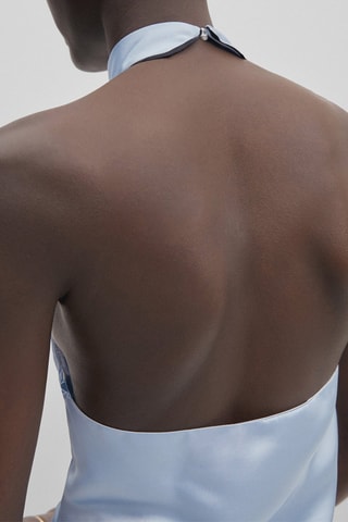 Top à encolure américaine satiné contrastant - Studio - Bleu