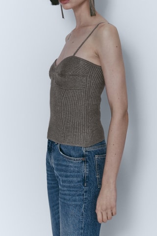 Top côtelé - Gris foncé