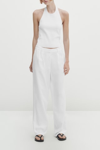 Top en maille à encolure américaine - Blanc