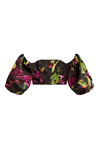 Top bustier en polyamide imprimé floral - Noir