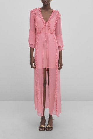 Lange Jurk met Ruches - Studio - Roze