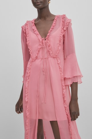 Lange Jurk met Ruches - Studio - Roze