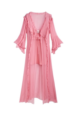 Lange Jurk met Ruches - Studio - Roze