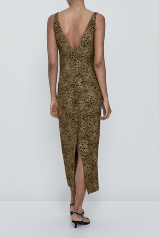 Robe à bretelles imprimé taches - Kaki et noir