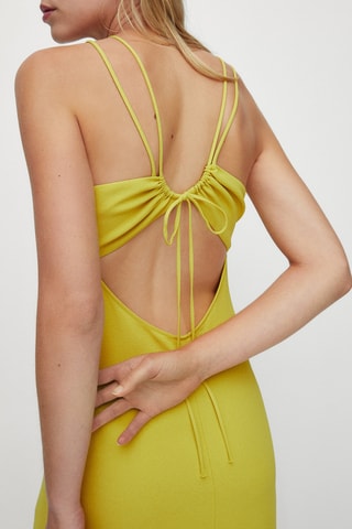 Midi-jurk Fijne Bandjes Cut-out - Olijfgroen