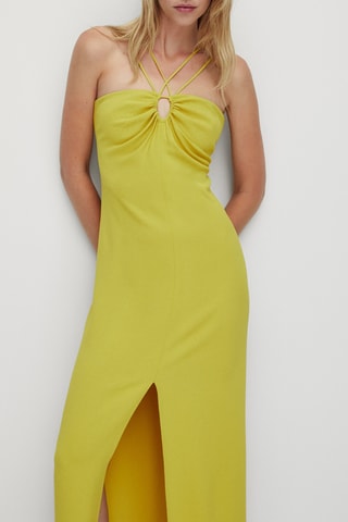 Midi-jurk Fijne Bandjes Cut-out - Olijfgroen