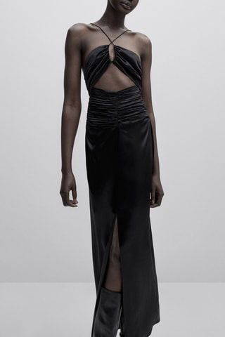 Robe longue froncée avec fentes - Studio - Noir