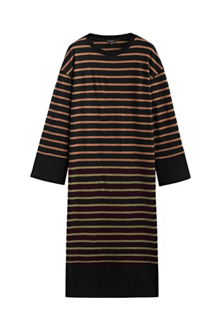 Robe en maille à rayures en laine bouillie - Noir et marron