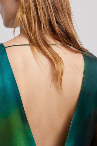 Lange jurk met print - Turquoise