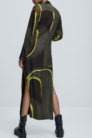 Lange jurk met print - Kaki en Felgroen