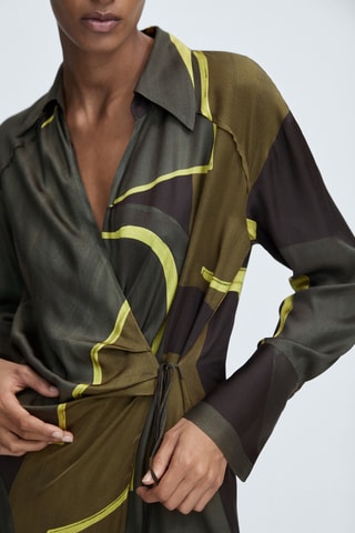 Lange jurk met print - Kaki en Felgroen