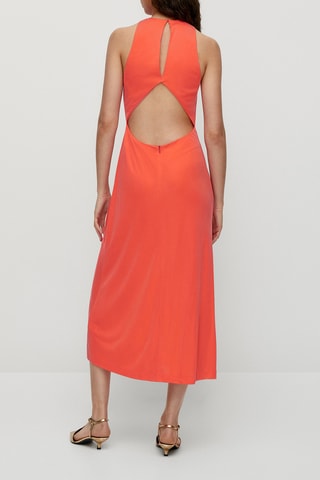 Lange jurk met cupro - Koraalrood