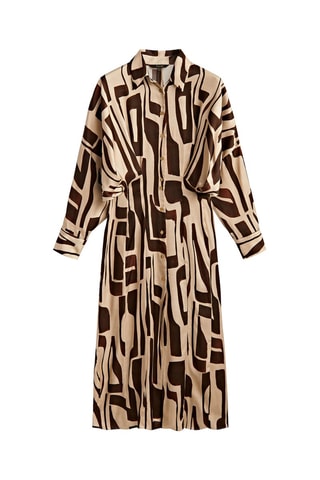 Lange Jurk met Geometrische Print - Beige