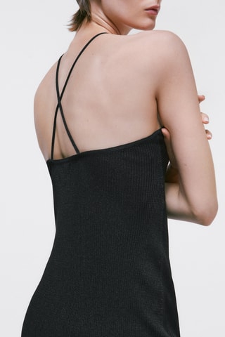 Geweven Jurk Smalle Bandjes - Zwart