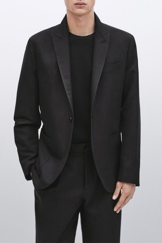 Veste de costume avec du coton et du lin - Studio - Noir