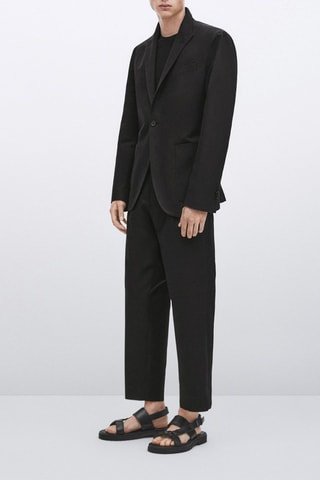 Veste de costume avec du coton et du lin - Studio - Noir