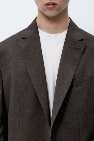 Veste de costume marron 100% laine - Ecru et marron