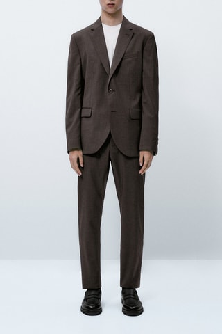 Veste de costume marron 100% laine - Ecru et marron
