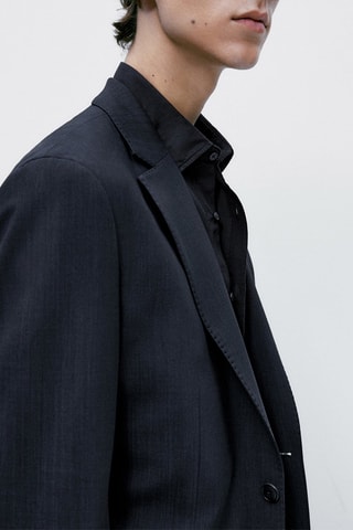 Veste de costume en laine mélangée avec 5% de coton - Bleu