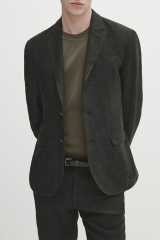 Veste de costume en lin délavé - Vert