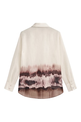 Chemisier 100% ramie bas tie-dye - Ecru et marron