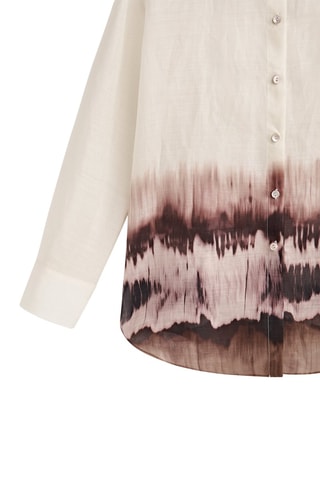 Chemisier 100% ramie bas tie-dye - Ecru et marron
