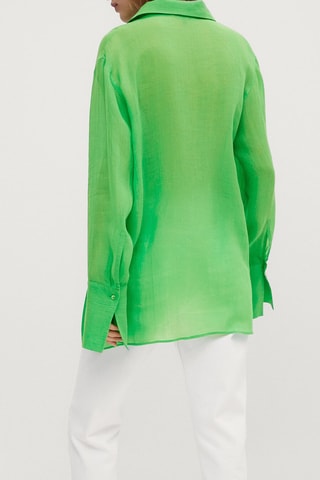 Ramie Blouse met Details bij de Mouwuiteinden - Lichtgroen