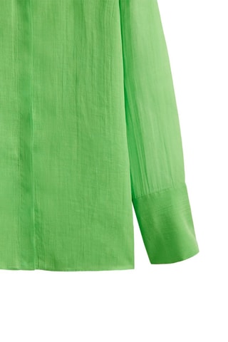 Ramie Blouse met Details bij de Mouwuiteinden - Lichtgroen
