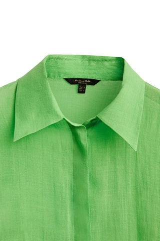 Ramie Blouse met Details bij de Mouwuiteinden - Lichtgroen