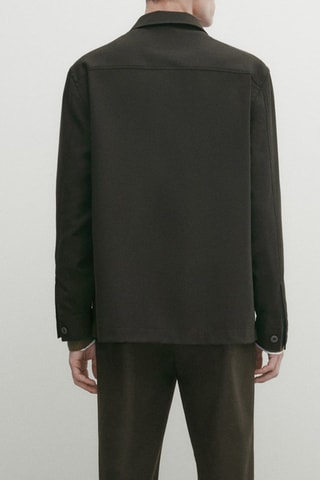 Surchemise regular en laine - Kaki