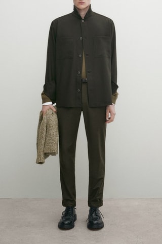 Surchemise regular en laine - Kaki