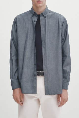 Chemise regular en laine - Bleu clair chiné