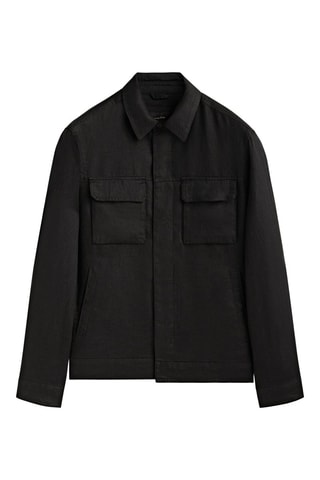 Surchemise en pur lin avec poches - Noir