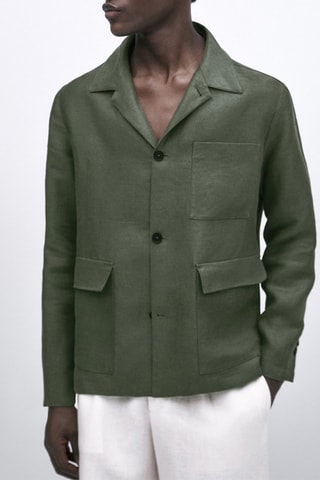 Surchemise 100% lin avec poches - Studio - Vert