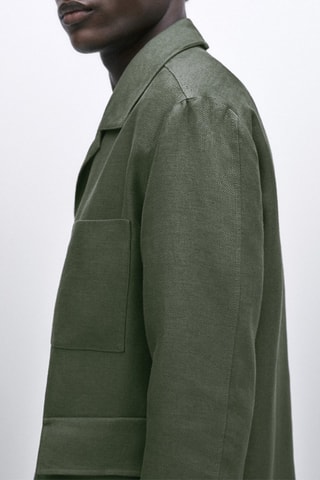 Surchemise 100% lin avec poches - Studio - Vert