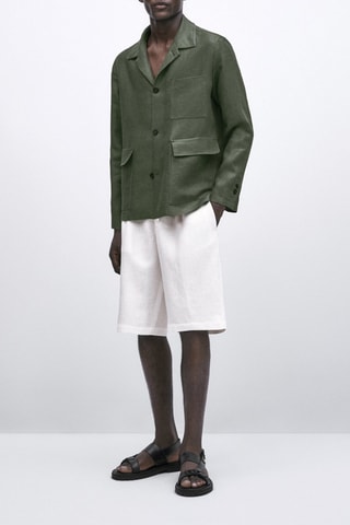 Surchemise 100% lin avec poches - Studio - Vert