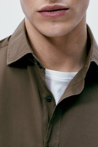 Chemise en popeline pur coton - Kaki