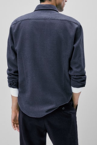 Chemise 100% coton point chevron slim fit - Bleu marine