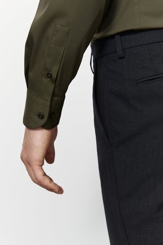 Chemise coton unie stretch fit - Kaki