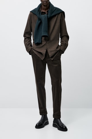 Chemise oxford en coton slim fit - Marron