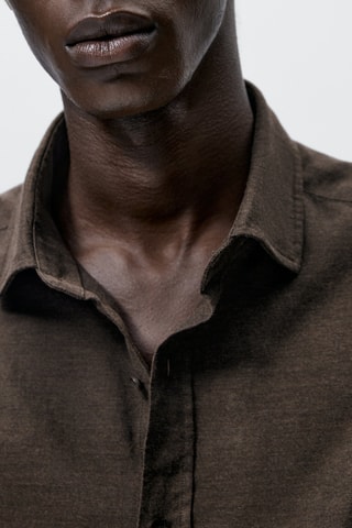 Chemise oxford en coton slim fit - Marron