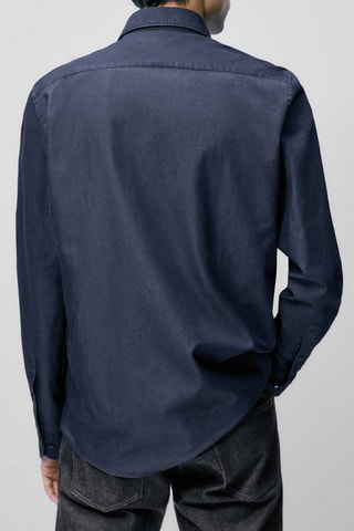 Chemise en jean stone wash slim fit - Bleu cobalt
