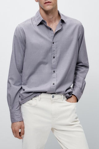 Chemise pied-de-poule slim fit - Bleu marine et écru