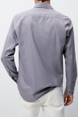 Chemise pied-de-poule slim fit - Bleu marine et écru