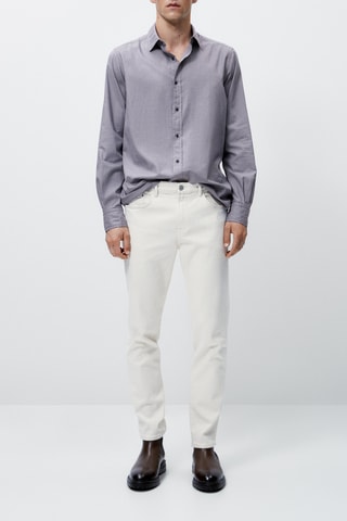 Chemise pied-de-poule slim fit - Bleu marine et écru