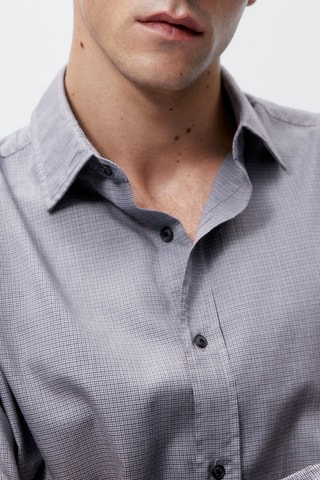 Chemise pied-de-poule slim fit - Bleu marine et écru