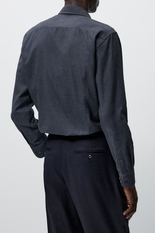 Chemise milleraies en coton slim fit - Bleu marine