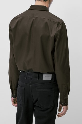 Chemise en flanelle slim fit - Kaki