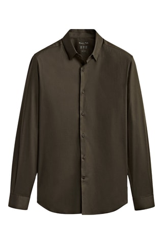 Chemise en flanelle slim fit - Kaki