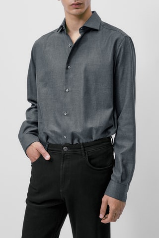 Chemise pied-de-poule slim fit - Gris